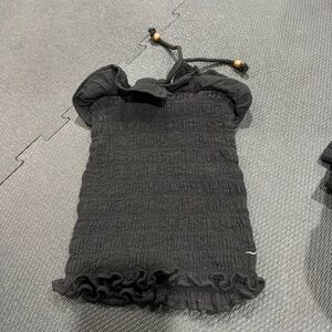 Sea spice black ruffle tube top